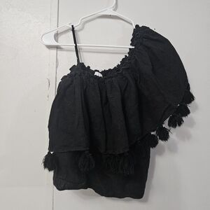 Misa Black One Shoulder Cropped Top!
